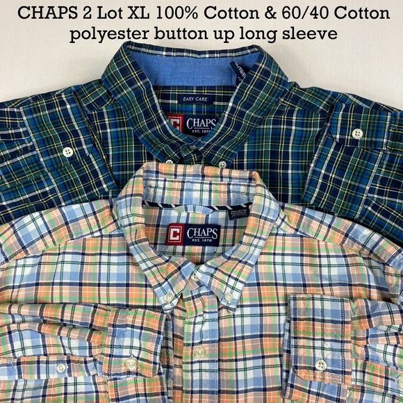 Chaps by Ralph Lauren Other - Chaps 2pc lot bundle Mens Plaid Button-Down Shirts- Blue/Green & Pastel Multi XL